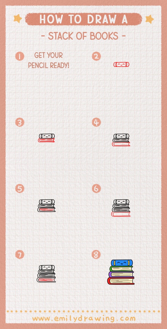 how to draw a stack of books pinterest pin